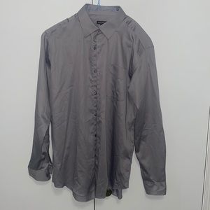 SILVER BUTTON DOWN DRESS SHIRT